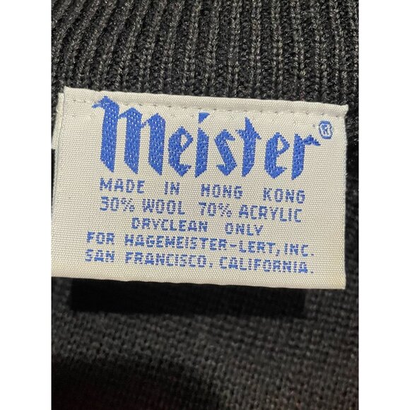 Vintage Meister Black & Red Wool/Acrylic Half-Zip Sweater With Pocket - Picture 7 of 10